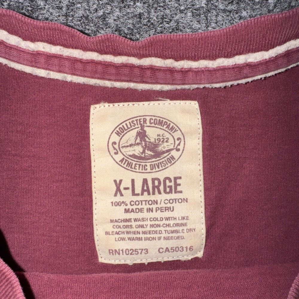 Vintage Hollister California Surf Graphic Tee Shirt - Burgundy/Maroon Size XL - Picture 3 of 6